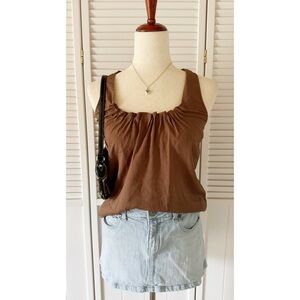 Eclair Brown Scrunched Neck Summer Tank Top (NWT)